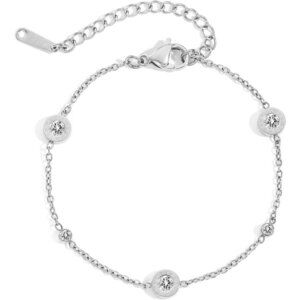 Customizable 14K Gold Plated Women's Bracelet - CZ Tennis Chain, Clover, Numeral